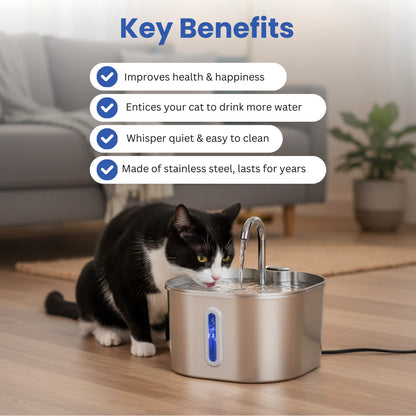 Purrify Pro Stainless Steel Water Fountain